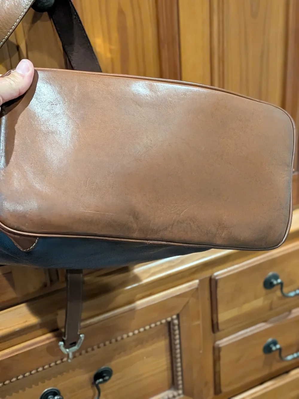 Dooney & Bourke Blue and Brown Leather Hobo Bag
